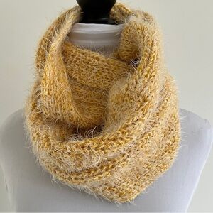 SCHAULINE Tricot Yellow Soft Fuzzy Infinity Scarf Cozy Winter Coat Scarf Commute